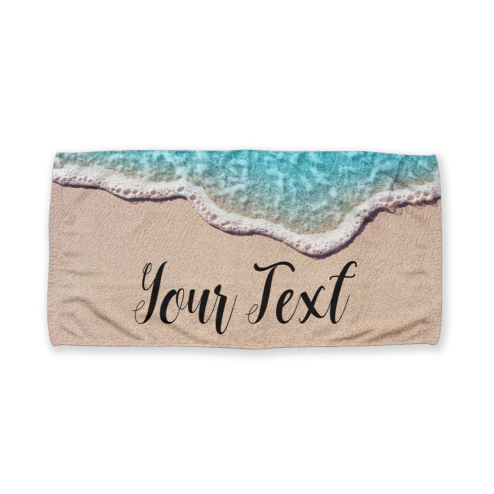 Ocean Waves and Sand Custom Beach Towel - Horizontal