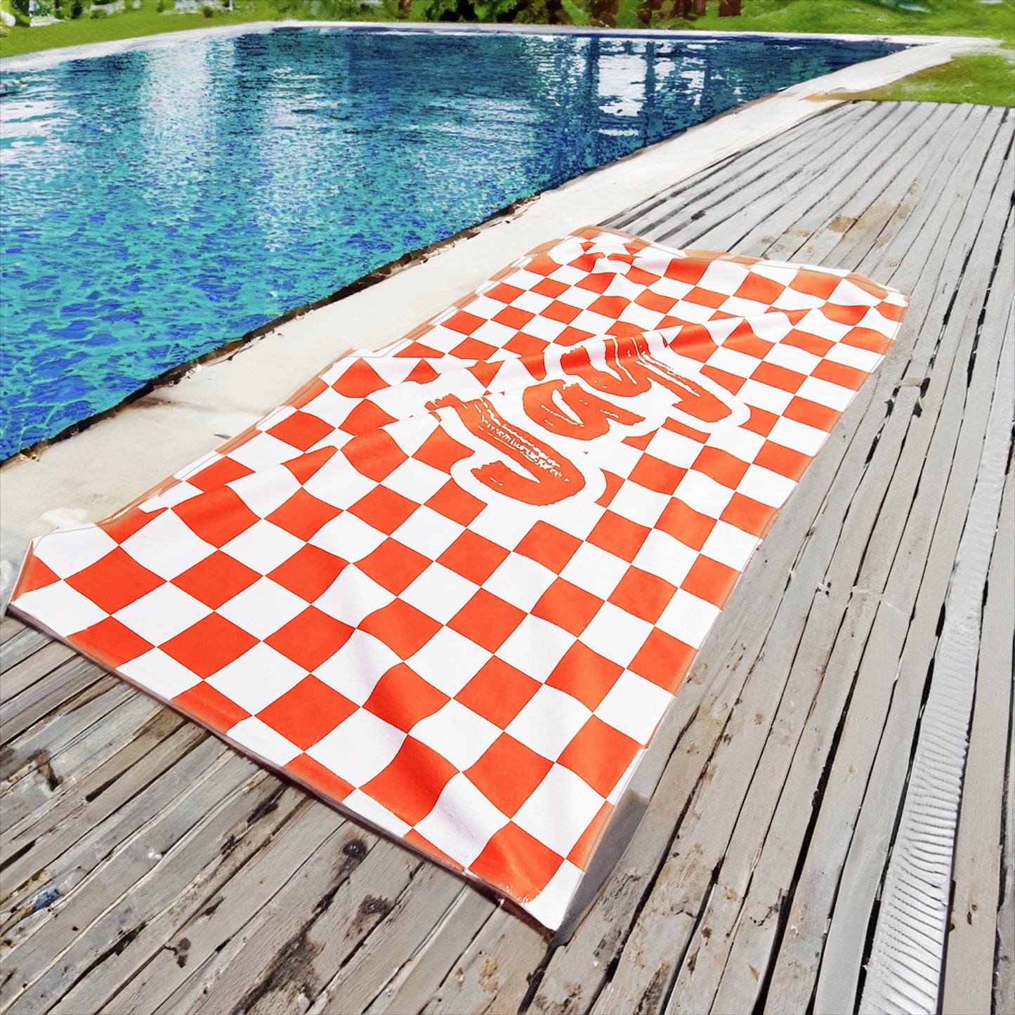 Customized Retro Checker Beach Towel