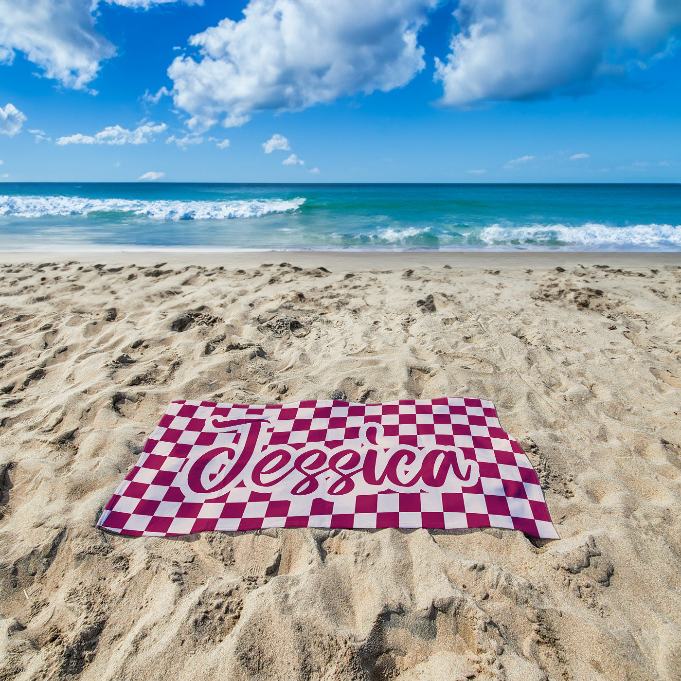 Customized Retro Checker Beach Towel